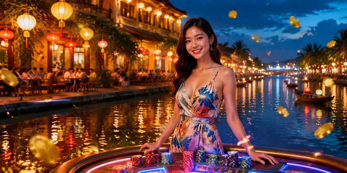 Người chơi trẻ tại Hội An thư giãn với cà phê bên cạnh màn hình esports, không khí nhẹ nhàng thoải mái